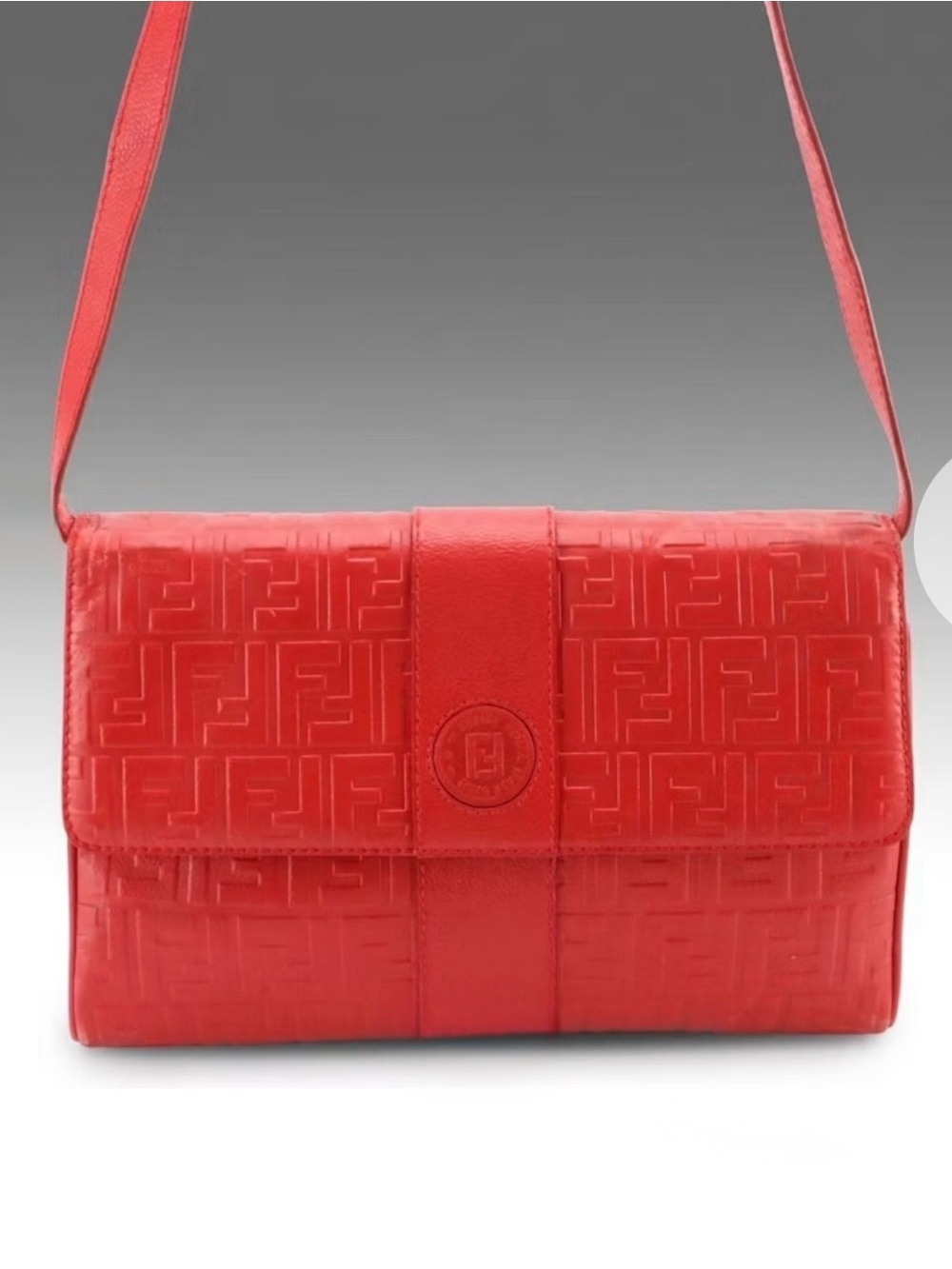 Vintage Fendi FF Red Embossed Leather Bag